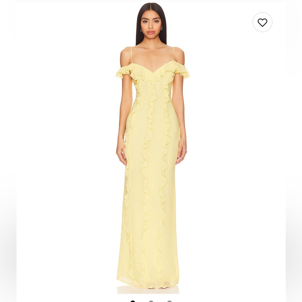 Revolve Lovers & Friends Marisol Gown in Baby Yellow